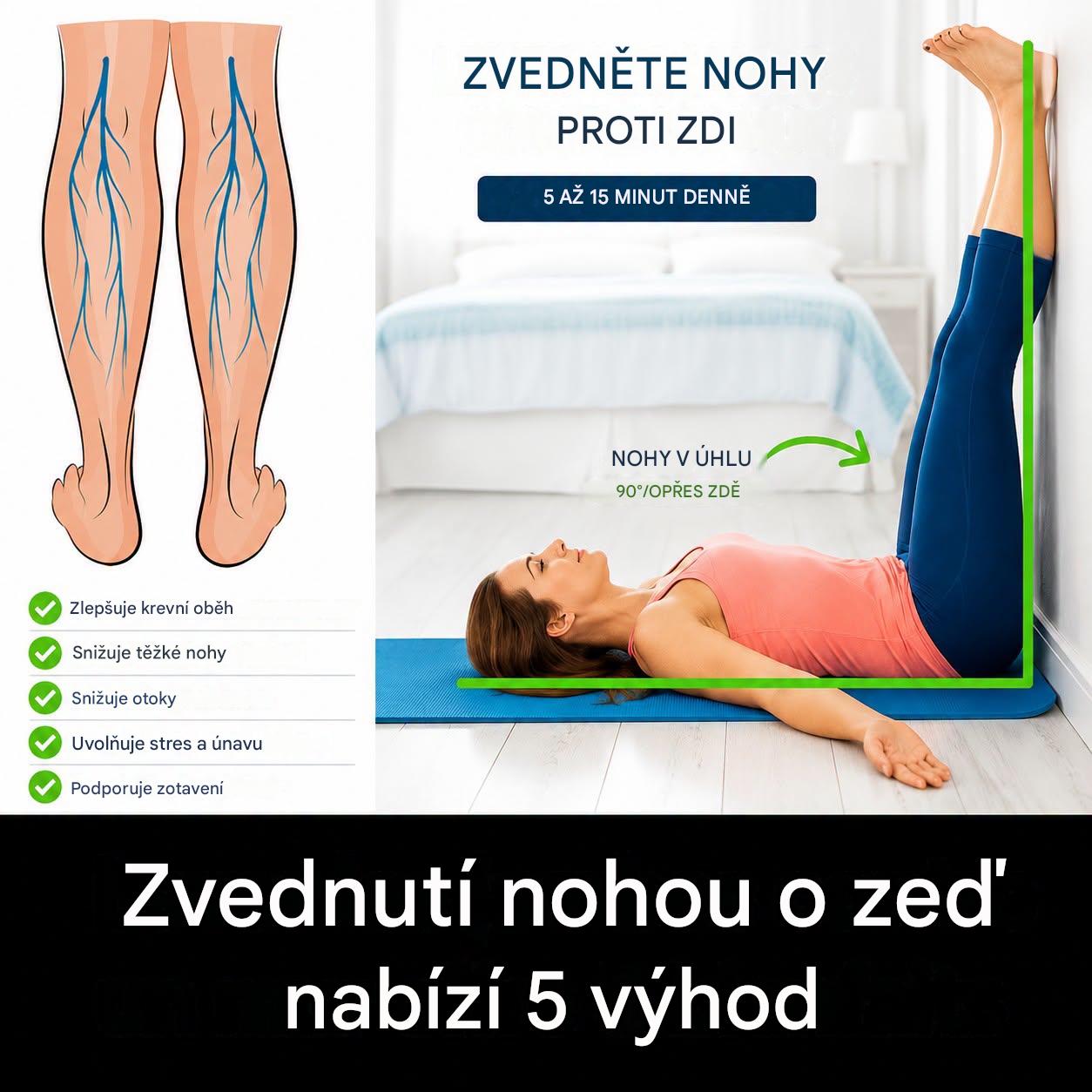 Zvednutí nohou o zeď: jednoduché gesto pro lehké nohy a klidnou mysl