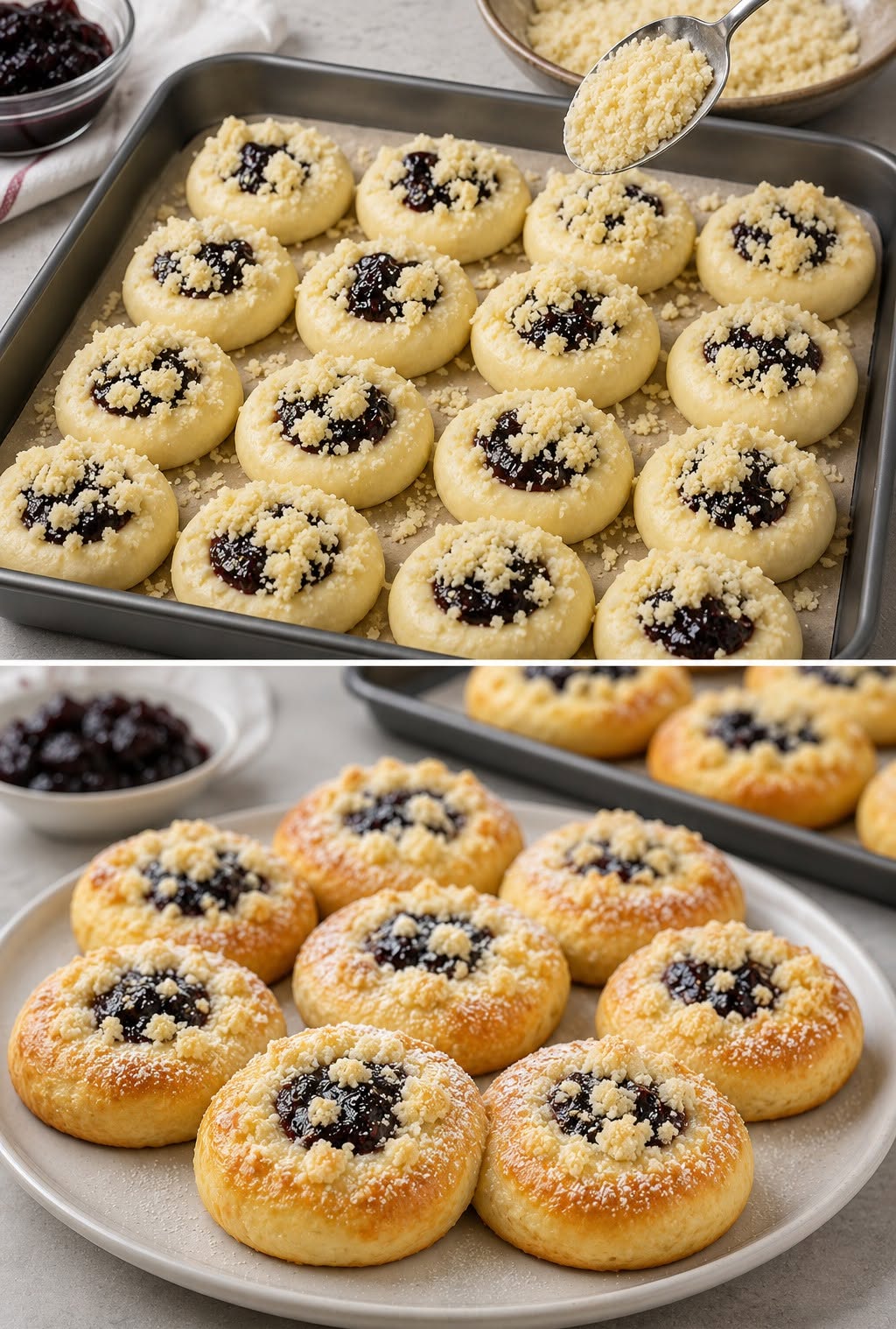 Koláčky z tvarohového těsta s drobenkou – jemné a vláčné